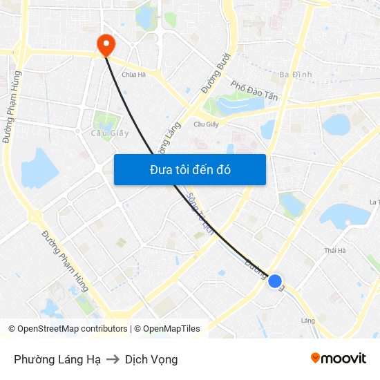 Phường Láng Hạ to Dịch Vọng map