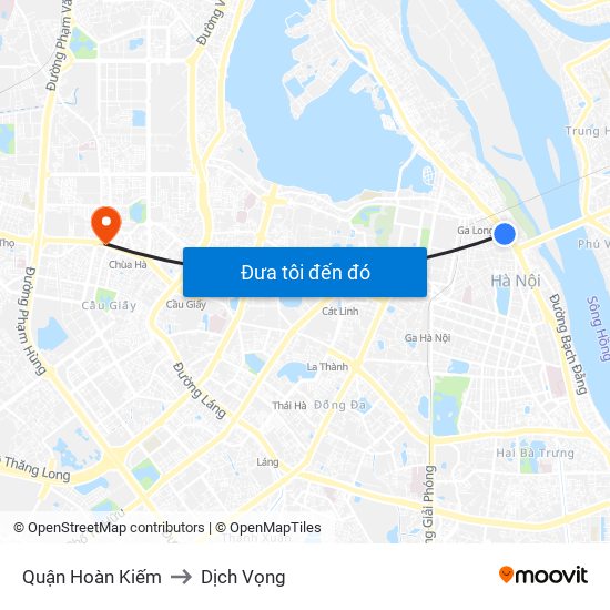 Quận Hoàn Kiếm to Dịch Vọng map