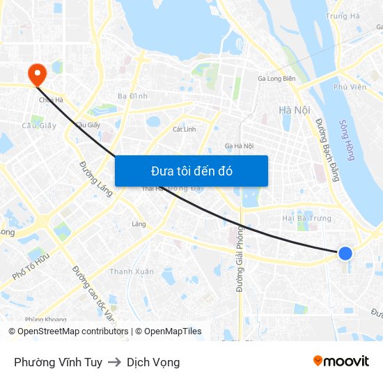 Phường Vĩnh Tuy to Dịch Vọng map