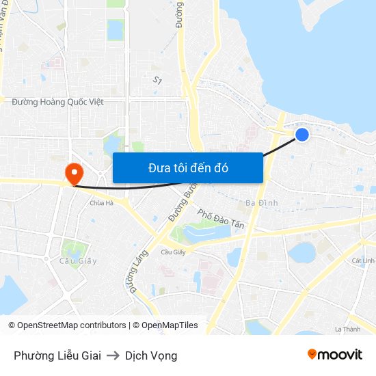 Phường Liễu Giai to Dịch Vọng map