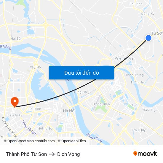 Thành Phố Từ Sơn to Dịch Vọng map