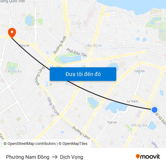 Phường Nam Đồng to Dịch Vọng map