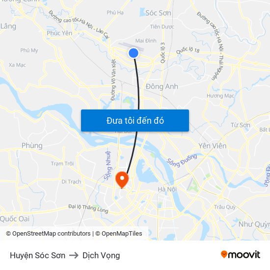 Huyện Sóc Sơn to Dịch Vọng map