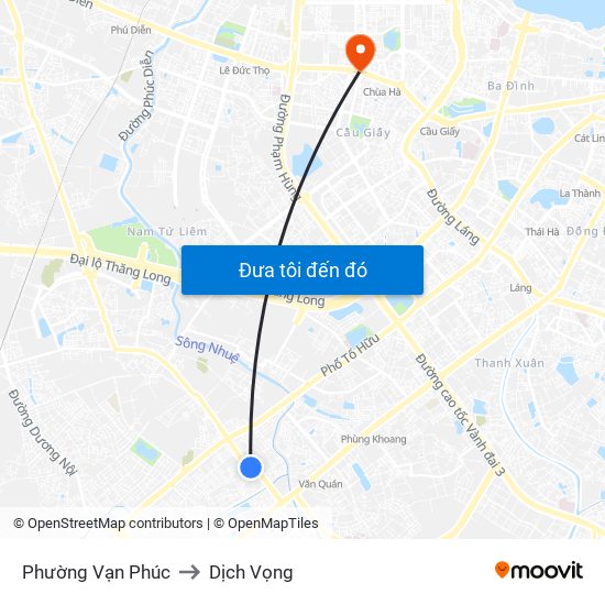 Phường Vạn Phúc to Dịch Vọng map