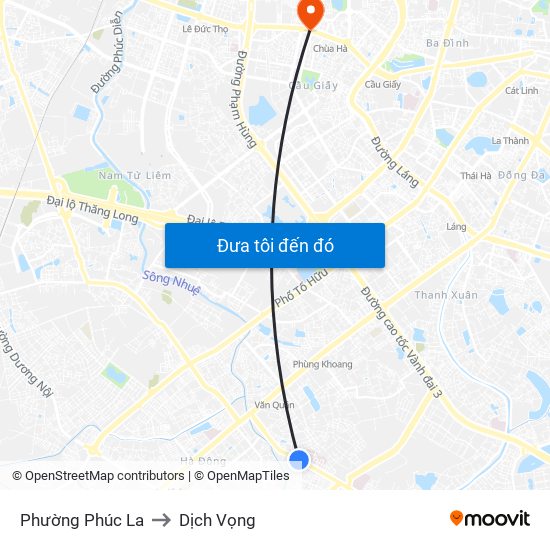 Phường Phúc La to Dịch Vọng map