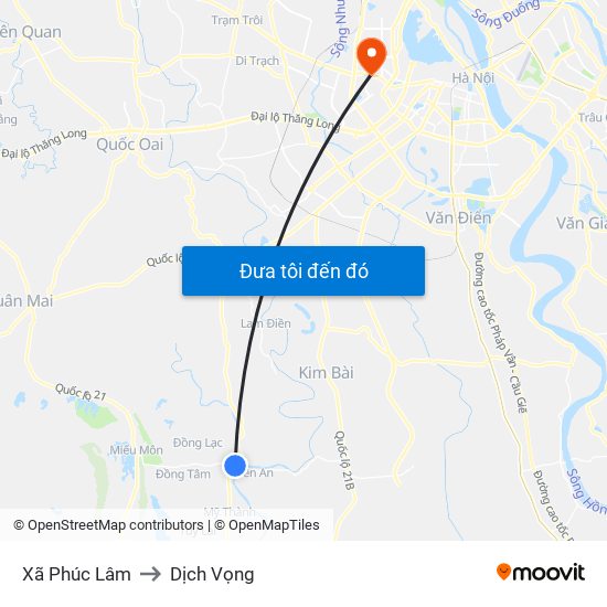 Xã Phúc Lâm to Dịch Vọng map