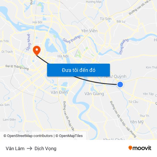 Văn Lâm to Dịch Vọng map