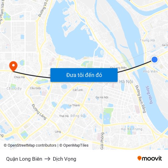 Quận Long Biên to Dịch Vọng map