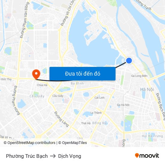 Phường Trúc Bạch to Dịch Vọng map