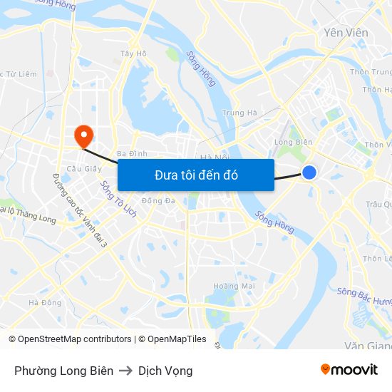 Phường Long Biên to Dịch Vọng map