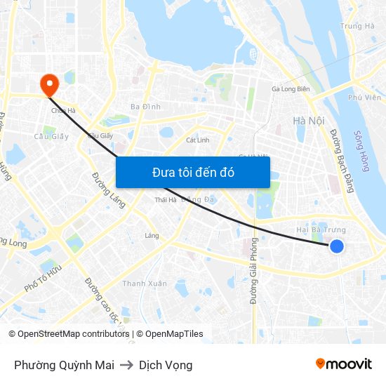 Phường Quỳnh Mai to Dịch Vọng map