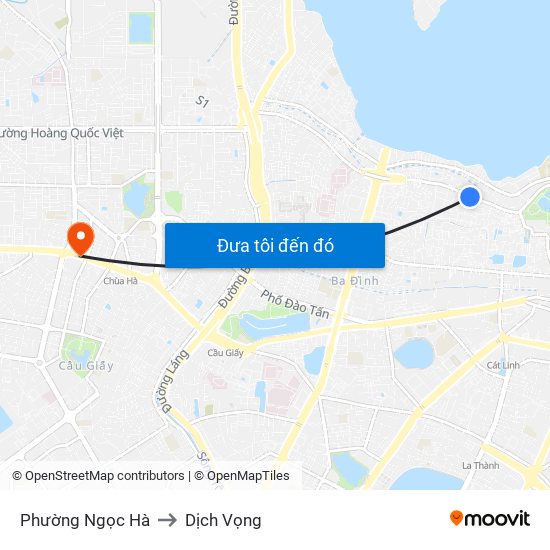 Phường Ngọc Hà to Dịch Vọng map