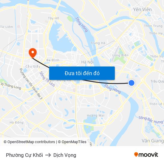 Phường Cự Khối to Dịch Vọng map