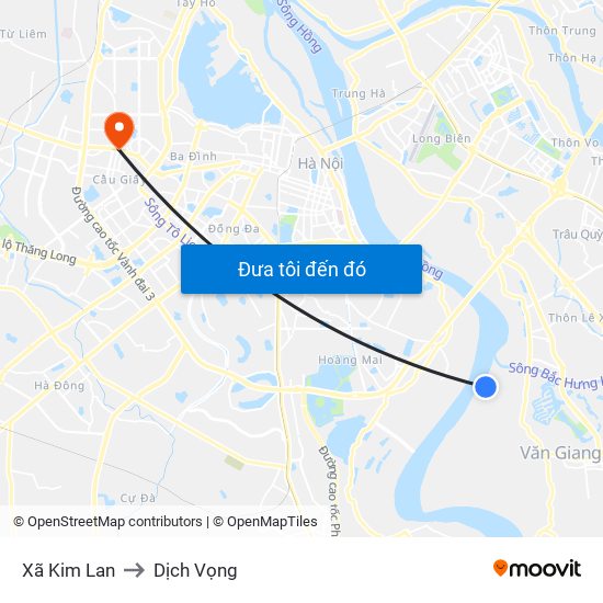 Xã Kim Lan to Dịch Vọng map