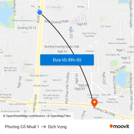 Phường Cổ Nhuế 1 to Dịch Vọng map