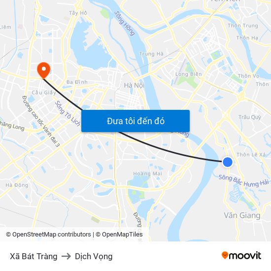 Xã Bát Tràng to Dịch Vọng map