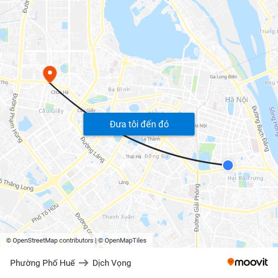 Phường Phố Huế to Dịch Vọng map