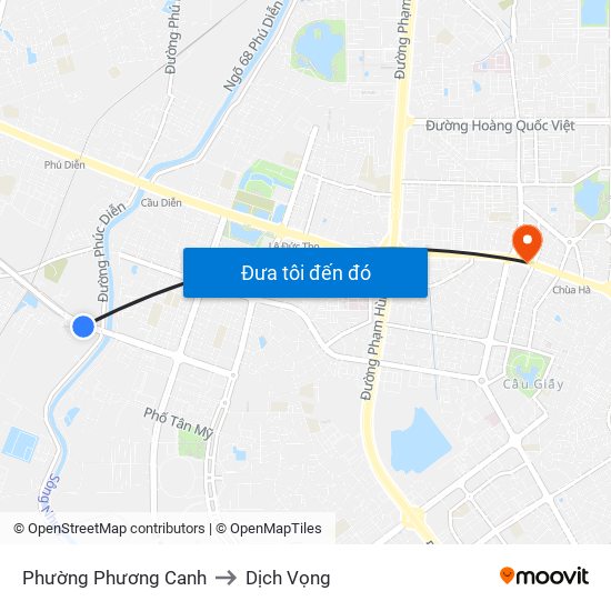 Phường Phương Canh to Dịch Vọng map