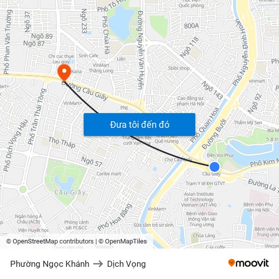 Phường Ngọc Khánh to Dịch Vọng map