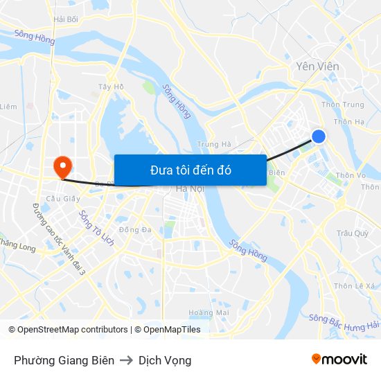 Phường Giang Biên to Dịch Vọng map