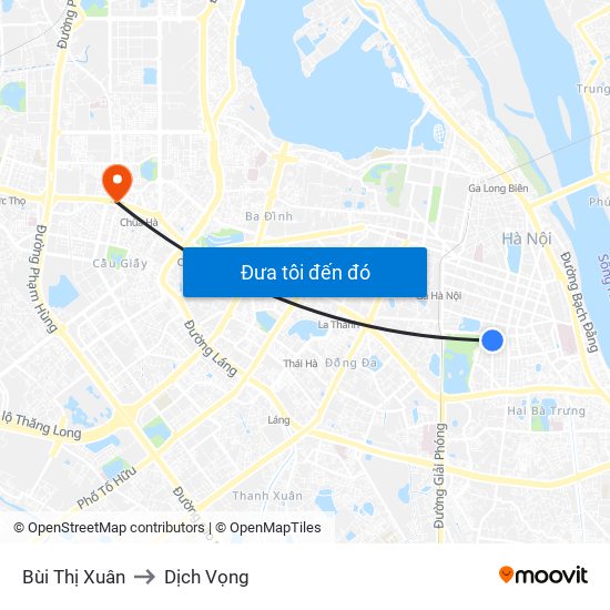 Bùi Thị Xuân to Dịch Vọng map