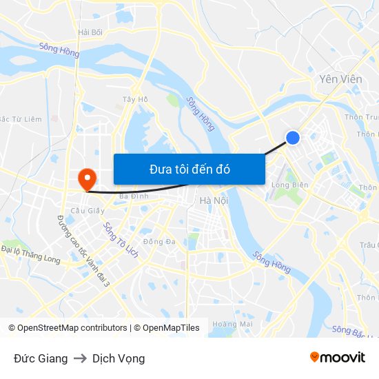 Đức Giang to Dịch Vọng map
