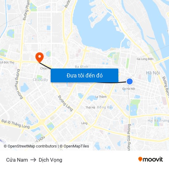 Cửa Nam to Dịch Vọng map