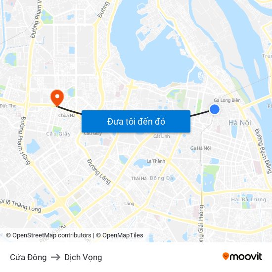 Cửa Đông to Dịch Vọng map