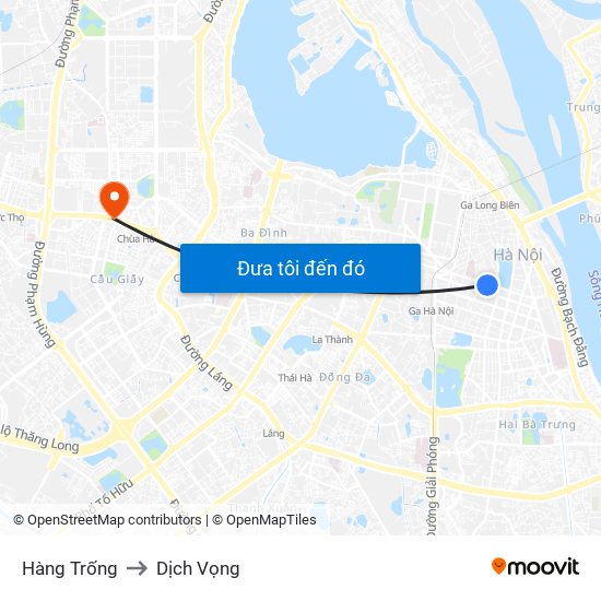 Hàng Trống to Dịch Vọng map