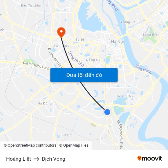 Hoàng Liệt to Dịch Vọng map