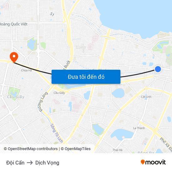 Đội Cấn to Dịch Vọng map