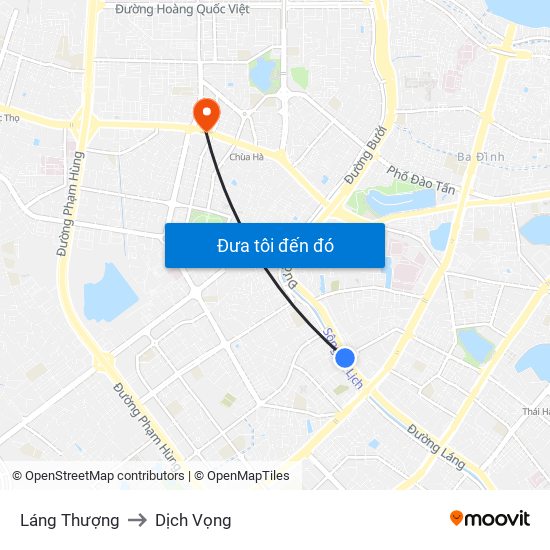 Láng Thượng to Dịch Vọng map