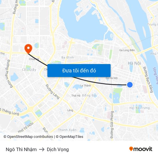 Ngô Thì Nhậm to Dịch Vọng map