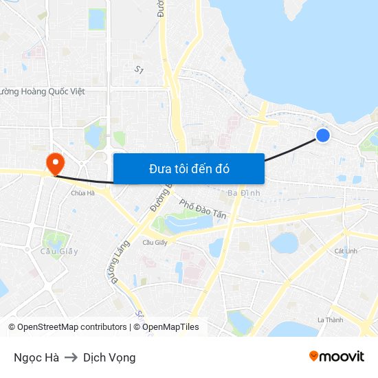 Ngọc Hà to Dịch Vọng map