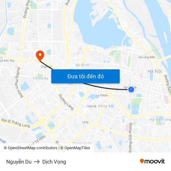 Nguyễn Du to Dịch Vọng map