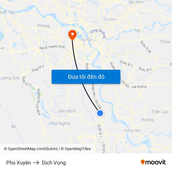 Phú Xuyên to Dịch Vọng map