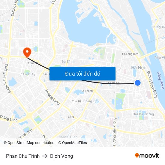 Phan Chu Trinh to Dịch Vọng map