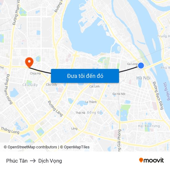 Phúc Tân to Dịch Vọng map