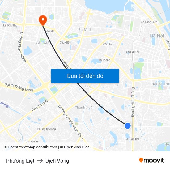 Phương Liệt to Dịch Vọng map