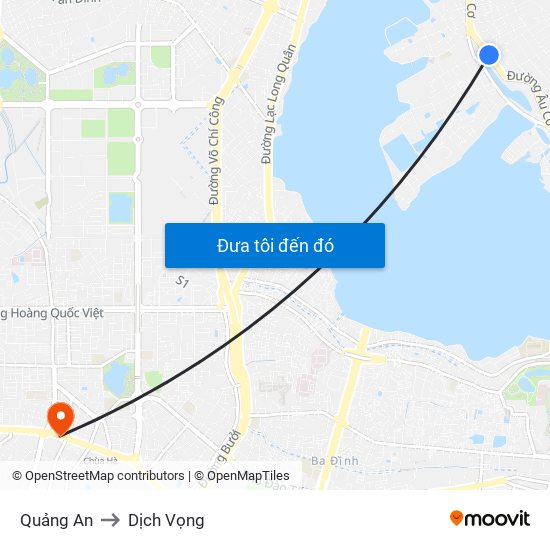 Quảng An to Dịch Vọng map