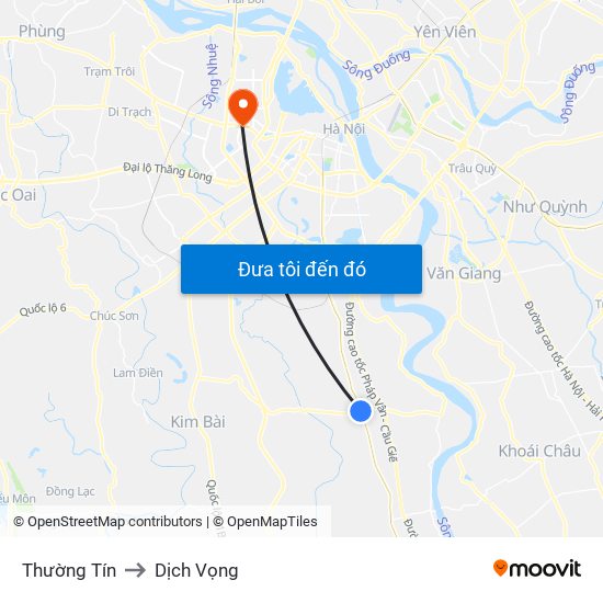 Thường Tín to Dịch Vọng map