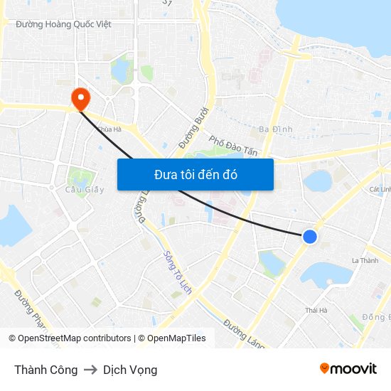 Thành Công to Dịch Vọng map