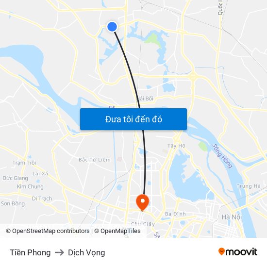 Tiền Phong to Dịch Vọng map