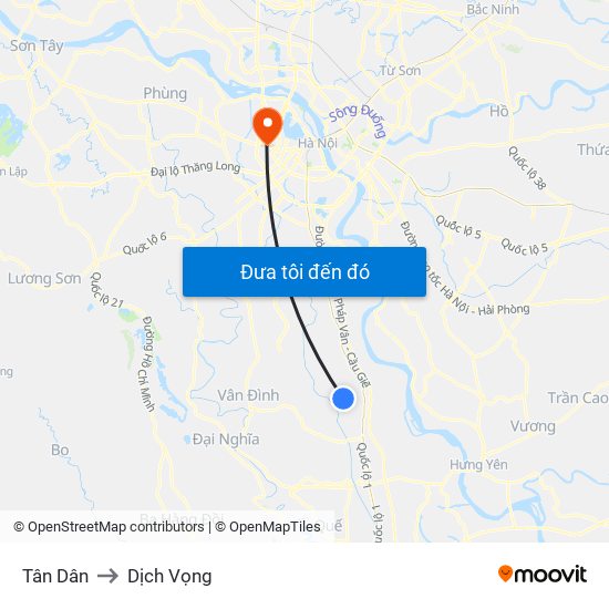 Tân Dân to Dịch Vọng map