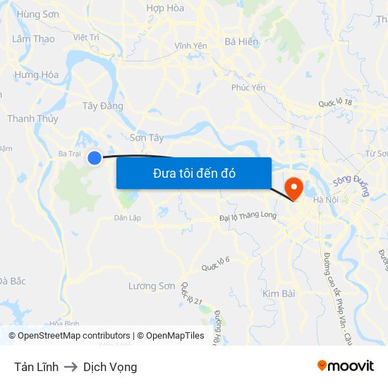 Tản Lĩnh to Dịch Vọng map