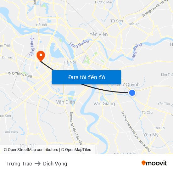 Trưng Trắc to Dịch Vọng map