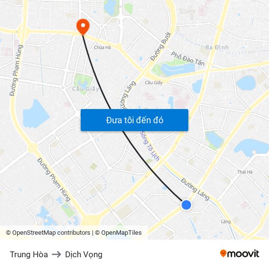 Trung Hòa to Dịch Vọng map