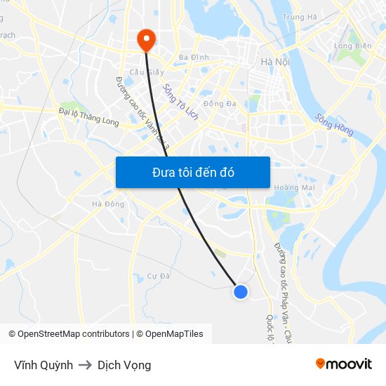 Vĩnh Quỳnh to Dịch Vọng map
