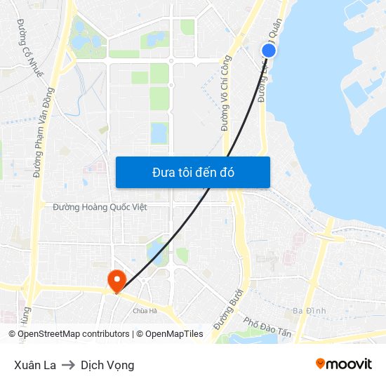 Xuân La to Dịch Vọng map