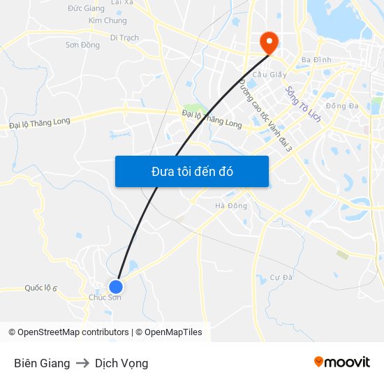 Biên Giang to Dịch Vọng map